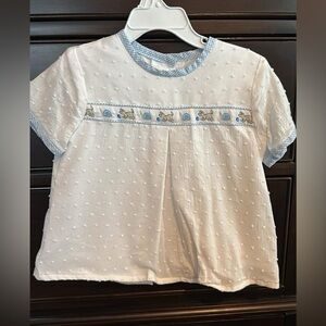 Charming White and Blue Kids Short Sleeve Tee